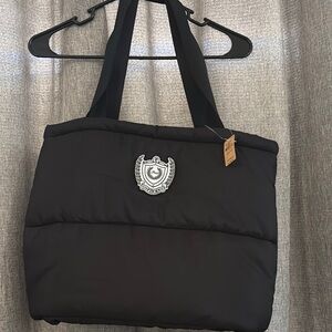 Pink victoria secret Black Tote Bag with Embroidered Patch